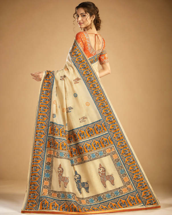 Royal Elephant Border Traditional Saree