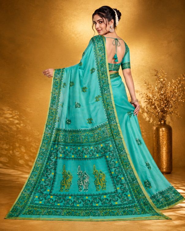 Heritage Horse Motif Silk Saree