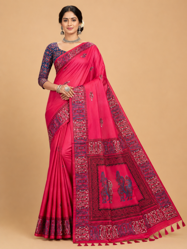 Rajwadi Horse Motif Heritage Silk Saree