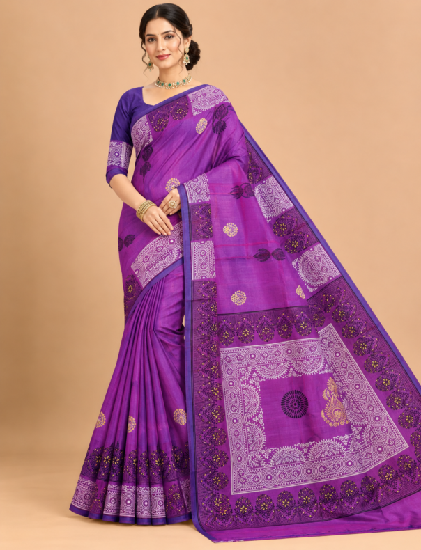 Royal Purple Heritage Silk Saree