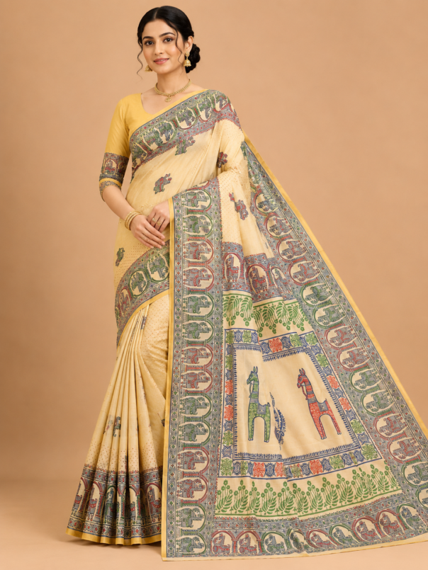 Heritage Folk Art Silk Saree