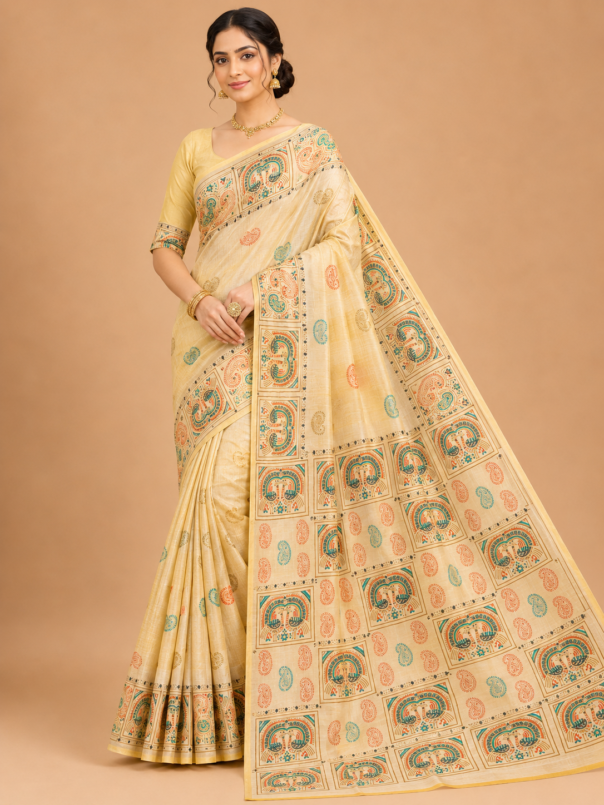 Heritage Folk Art Silk Saree