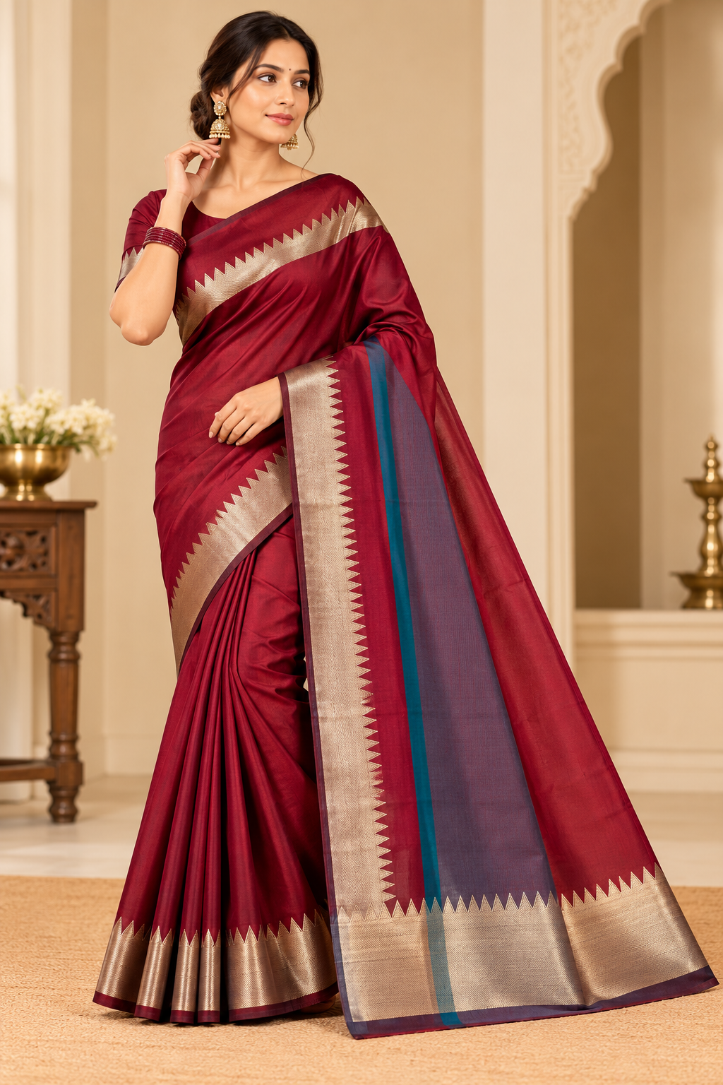 Maroon Saree