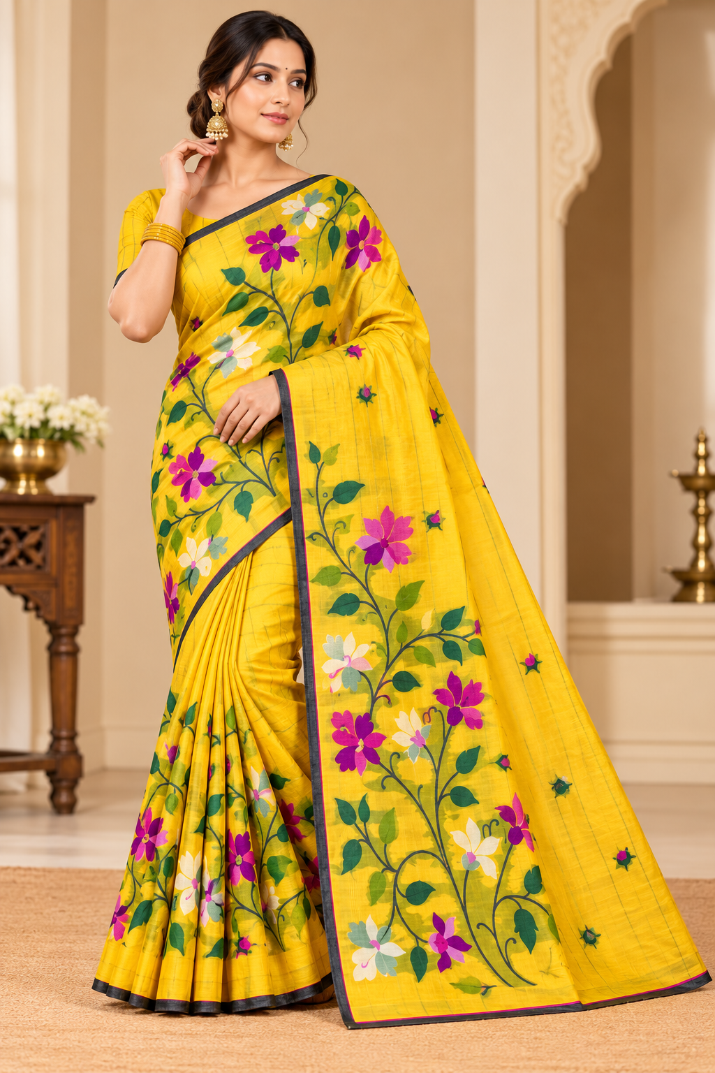 Yellow Floral Saree